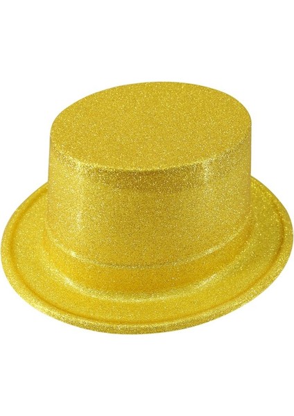 Sarı Renkli Lazer Olval Simli Şapka 30X10 cm