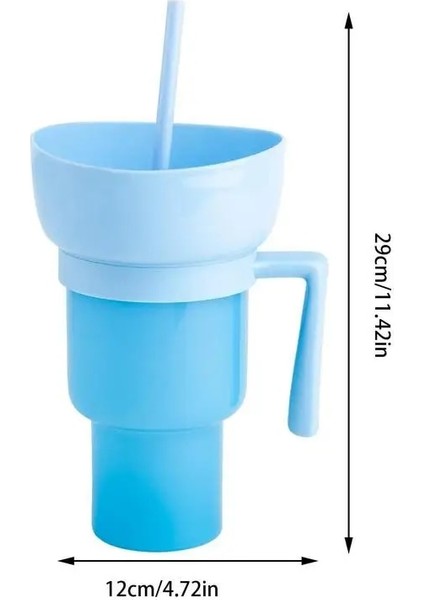 A 2 In 1 Snackies Cup Top Snack Bowl Içecek Bardaklarında Taşınabilir Sıçramaya Dayanıklı Sızdırmaz Patlamış Mısır Stadyum Bardak Samanlı Sinema Gezisi (Yurt Dışından)