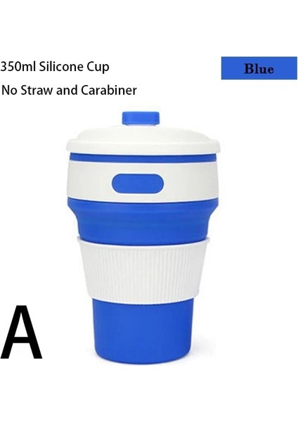 Blue-A 350ML Sıcak Katlanır Silikon Bardak Taşınabilir Silikon Teleskopik Içme Katlanabilir Kahve Fincanı Çok Fonksiyonlu Katlanabilir Silika Kupa Seyahat (Yurt Dışından)