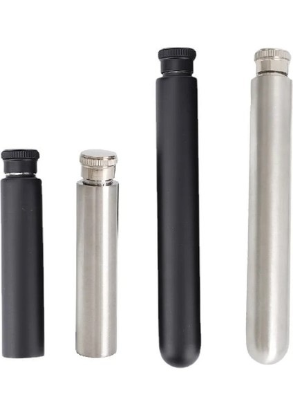 Yuvarlak 45 ml Siyah Paslanmaz Çelik Boru Cep Şişesi 1-2 Oz Viski Votka Cep Şişesi Boyalı (Yurt Dışından)