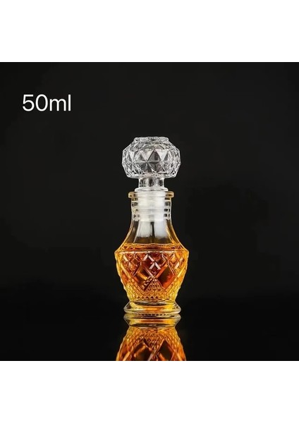 A-02 50 ml Viski Cam Likör Şişesi Kapaklı Sevimli Düğün Hediyesi Favor Alkol Şarap Lüks Fransız Oyma Parfüm Mini Bal Kavanoz (Yurt Dışından)