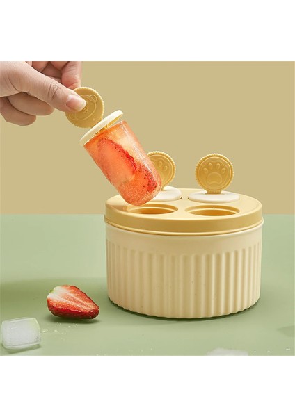 Sarı 4 Izgaralar Popsicle Kalıpları Silikon Buz Küpü Tepsileri Yaz Buz Küpü Kalıp Ev Içecek Buz Yapım Makinesi Buzdolabı Çocuk Oyuncak (Yurt Dışından) modelleri