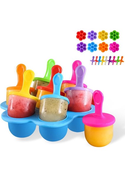 Iskandinav Yeşil 7 Delik Dondurma Buz Pops Kalıp Gıda Sınıfı Silikon Popsicle Kalıp Buz Yapım Makinesi Bebek Maması Takviyesi Araçları Meyve Sarsıntı Aksesuarları (Yurt Dışından) modelleri