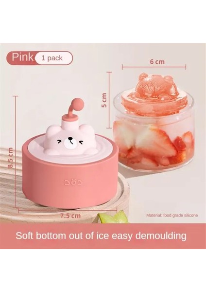 Pembe Dondurulmuş Buz Buz Hokeyi Kalıp Gıda Ev Buz Küpleri Makinesi Yeniden Kullanılabilir Kendinden Yapılmış Ayı Buz Kalıbı Kolay Kalıptan Çıkarma Silikon Ayı Şekli (Yurt Dışından)