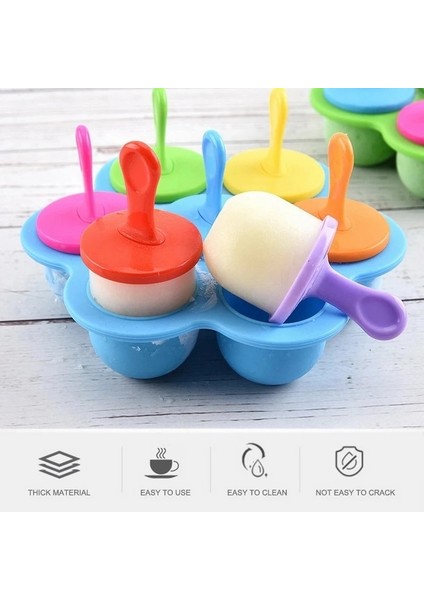 Iskandinav Pembe Dondurma Buz Pops Kalıp Taşınabilir 7 Delik Gıda Sınıfı Silikon Popsicle Kalıp Dıy Gıda Takviyesi Araçları Meyve Sarsıntı Aksesuarları (Yurt Dışından)