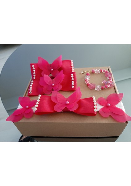 Kız Çocuk Bandana Toka (Çift) Bileklik Seti Saç Aksesuarı