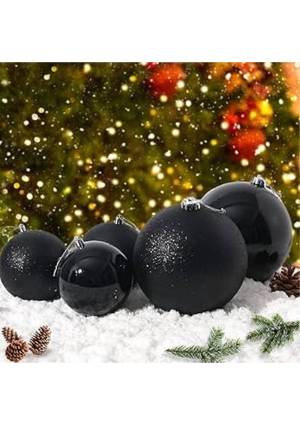 Yılbaşı Çam Ağacı Siyah 6 cm Top Süs