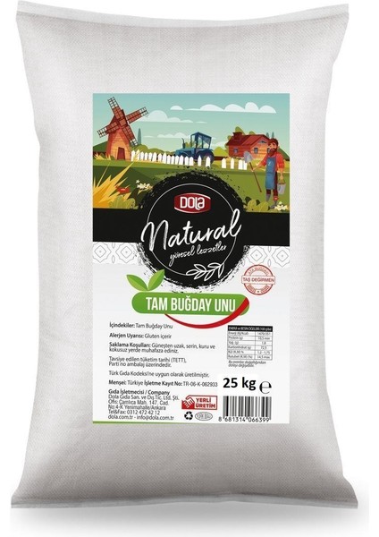 Tam Buğday Unu 25 kg Paket