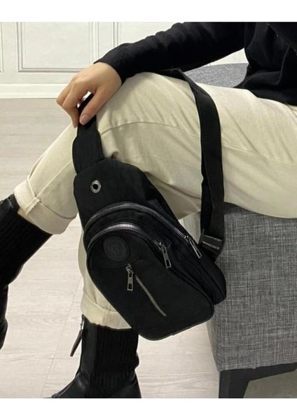 Klinkır Kumaş Unisex Üç Bölmeli Omuz Çantası Bodybag 6782