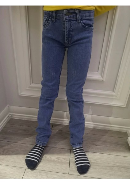 Slim Fit Erkek Çocuk Denim Kot Pantolon Buz Mavi 999