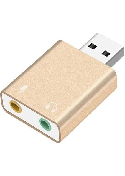 USB Harici 7.1 Stereo Ses kartı kulaklık mikrofon girişli gold