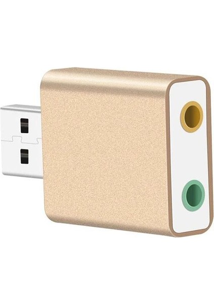 USB Harici 7.1 Stereo Ses kartı kulaklık mikrofon girişli gold