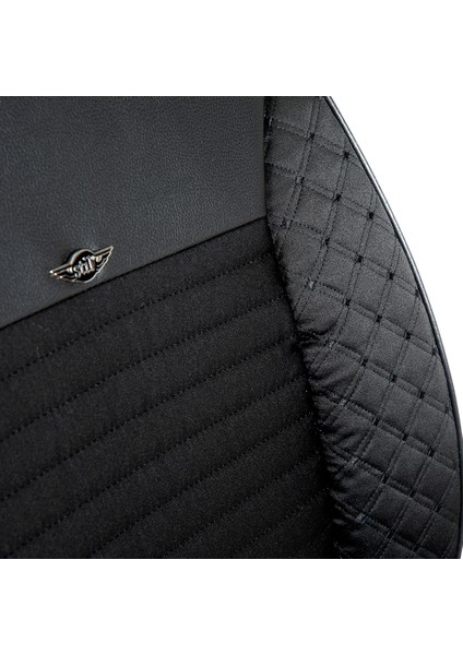 Jaguar F Pace Uyumlu Yarı Deri Oto Koltuk Kılıfı Tam Takım 5li Set (Elite Seri) Siyah