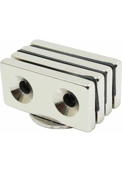 Köşeli Neodyum Mıknatıs 40X20X5 mm Delik Çapı D10/D5MM - Çift Havşa Delikli - Vidalamaya Uygun indirimleri