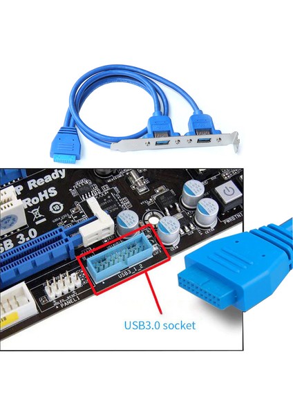 19 pin USB 3.0 arka Panel genişleme braketi 2 port usb çoklayıcı