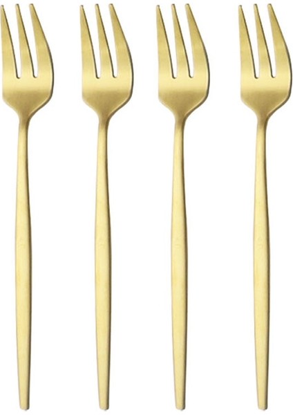 Beyaz Altın 4 Adet Mat Altın Kek Çatal Yemek Takımı Sofra Takımı Gümüş Çatal Bıçak Kaşık Seti Tatlı Meyve Salatası Çatal Paslanmaz Çelik Sofra (Yurt Dışından)