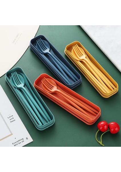 04 4 Adet/takım Yemek Takımı Setleri Yaratıcı Durumda Plastik Bıçak Çatal Kaşık Çubuklarını Setleri Seyahat Çatal Bıçak Takımı Mutfak Sofra (Yurt Dışından)