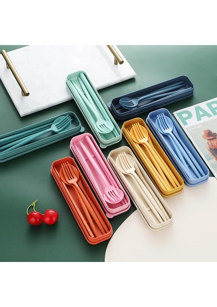 04 4 Adet/takım Yemek Takımı Setleri Yaratıcı Durumda Plastik Bıçak Çatal Kaşık Çubuklarını Setleri Seyahat Çatal Bıçak Takımı Mutfak Sofra (Yurt Dışından)