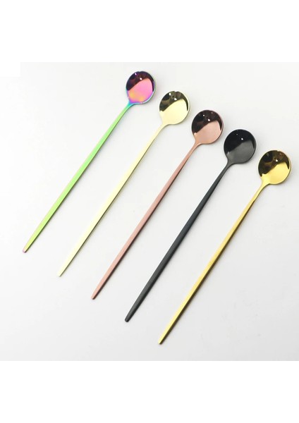 Siyah Gümüş 6 Adet Buz Kaşığı Tatlı Kahve Çay Paslanmaz Çelik Uzun Kaşık Seti Karıştırma Kaşıkları Siyah Altın Tatlı Kaşıkları Bar Aksesuarları (Yurt Dışından) indirimleri