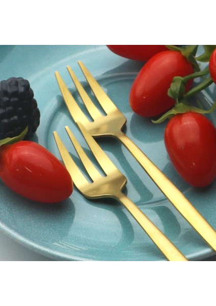 Yeşil Altın 4 Adet Mat Altın Kek Çatal Yemek Takımı Sofra Takımı Gümüş Çatal Bıçak Kaşık Seti Tatlı Meyve Salatası Çatal Paslanmaz Çelik Sofra (Yurt Dışından) fırsatları