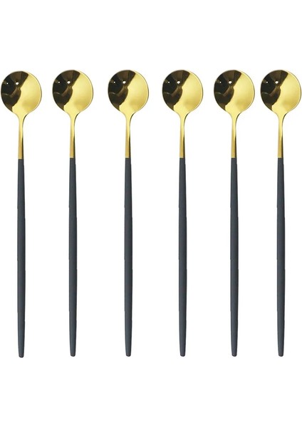 Yeşil Gümüş 6 Adet Buz Kaşığı Tatlı Kahve Çay Paslanmaz Çelik Uzun Kaşık Seti Karıştırma Kaşıkları Siyah Altın Tatlı Kaşıkları Bar Aksesuarları (Yurt Dışından) fiyatları