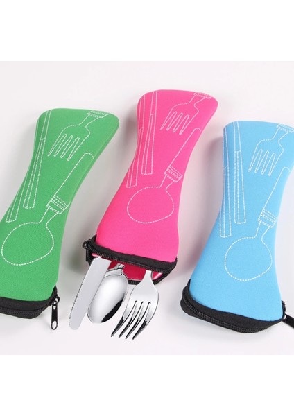 Mavi Çanta Sofra Kutusu Taşınabilir Kapak Çevirin Tipi Çatal Bıçak Takımı Çantası Mutfak Öğrencileri Ev Eşyaları Yemek Takımı Çanta Yemek Takımı Dropshipping (Yurt Dışından) indirimleri