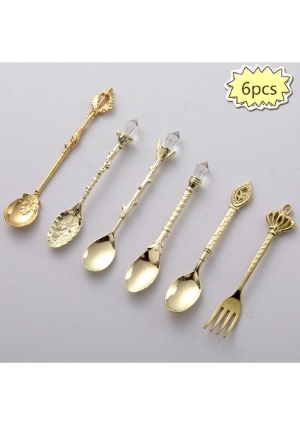 Kırmızı Bronz Avrupa Tarzı Mahkeme Sofra 6 Takım Kraliyet Tarzı Metal Oyma Meyve Çatalı Vintage Kahve Kaşığı Tatlı Masa Dekoratif Kaşık (Yurt Dışından) fiyatları