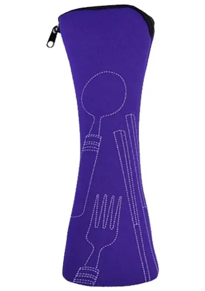 Mor Kamp Sofra Takımı Organizatör Taşıma Çantası Zip Kapatma Kaşık Çatal Açık Seyahat Hafif Yeniden Kullanılabilir Piknik Çatal Bıçak Takımı Çantası (Yurt Dışından)