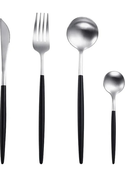 Siyah Gümüş Beyaz Altın Çatal Bıçak Kaşık Seti Batı 18/10 Paslanmaz Çelik Sofra Ev Kaşık Çatal Bıçak Çubuklarını Seti Yemek Takımları Sofra (Yurt Dışından)