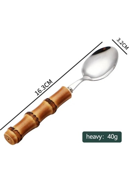 Spoon1 Bambu Çatal Bıçak Takımları Paslanmaz Çelik Yemek Takımları Altın Ahşap Sofra Batı Yemek Bıçağı Çatal Çay Kaşığı Cutleries (Yurt Dışından)