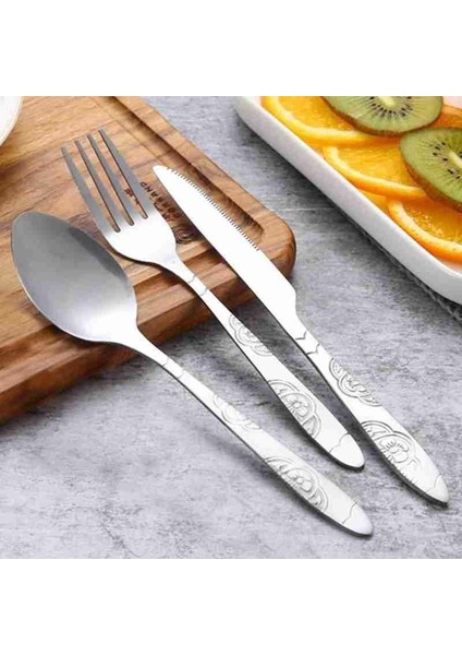3 Adet/4 Adet Set Yemek Takımı Taşınabilir Baskılı Çelik Kaşık Çatal Biftek Bıçağı Seti Seyahat Çatal Bıçak Takımı Sofra Çanta ile (Yurt Dışından) modelleri