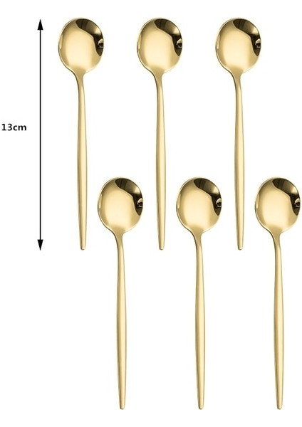 Çay Kaşığı 6 Adet 6 Parça Sofra Altın Sofra Takımı Kaşık Seti Paslanmaz Çelik Batı Sofra Bıçağı Meyve Çatal Çay Kaşığı Altın Çatal Yemek Takımı Seti (Yurt Dışından)