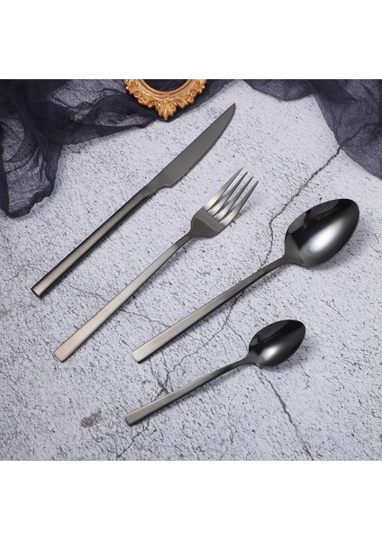 Rosegold 1 Takım Siyah Çatal Bıçak Kaşık Seti Paslanmaz Çelik Çatal Kaşık Bıçak Seti Yemek Takımı Seti Kaşık Komple Sofra Seti Çevre Dostu (Yurt Dışından)