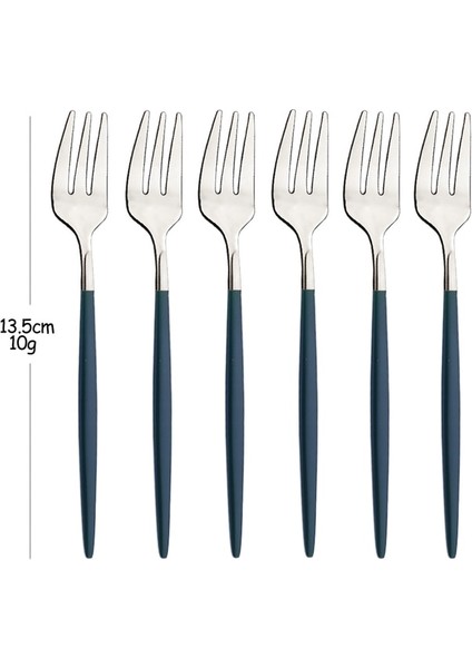 Yeşil Gümüş 6 Adet Paslanmaz Çelik Siyah Altın Meyve Çatalı Yemek Takımı Kek Çatalı Tatlı Kepçe Sofra Takımı Ev Sofra Bar Çatal Bıçak Kaşık Seti (Yurt Dışından)