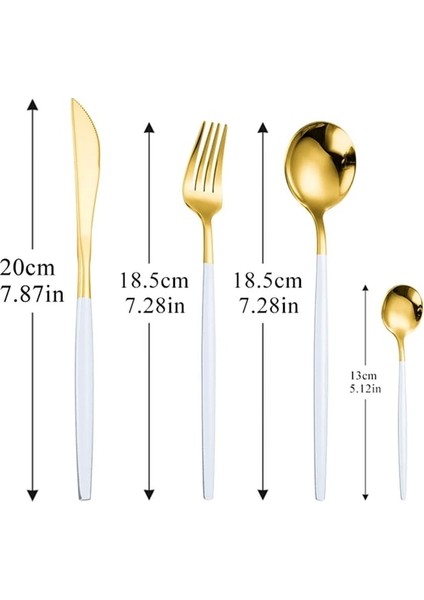 Whitegold 4 Adet Ayna Gökkuşağı Paslanmaz Çelik Çatal Bıçak Kaşık Seti Tatlı Çatal Kaşık Bıçak Gümüş Seti Sofra Çelik Çubuk Komple Yemek Takımı (Yurt Dışından)