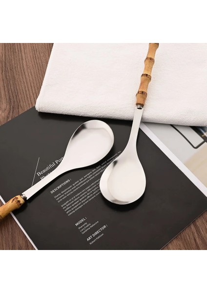 2 Adet Gümüş 2 Adet Gümüş Yemek Takımı Çatal Bıçak Takımı 304 Paslanmaz Çelik Ahşap Bambu Saplı Yemek Servisi Salata Spork Sunucu Çatal Kaşık Sofra Seti (Yurt Dışından) fırsatları