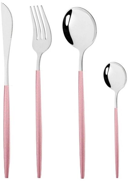 4 Adet Pembe Gümüş Sıcak Satış Siyah Lüks Yemek Takımı Çatal Bıçak Kaşık Seti 18/10 Paslanmaz Çelik Sofra Takımı Ev Tatlı Çatal Kaşık Bıçak Mutfak Yemeği Seti (Yurt Dışından)