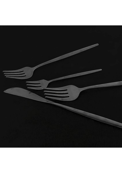 4 Adet Siyah Gümüş Sıcak Satış Siyah Lüks Yemek Takımı Çatal Bıçak Kaşık Seti 18/10 Paslanmaz Çelik Sofra Takımı Ev Tatlı Çatal Kaşık Bıçak Mutfak Yemeği Seti (Yurt Dışından)