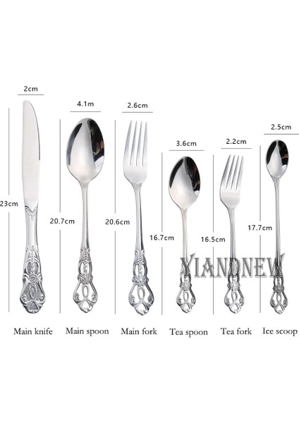 C Çay Kaşığı 6 Adet Paslanmaz Çelik Çatal Bıçak Kaşık Seti Altın Yemek Takımı Kraliyet Çay Kaşığı Çatal Bıçaklar Mutfak Batı Yemeği Gümüş Sofra Hediye (Yurt Dışından) modelleri