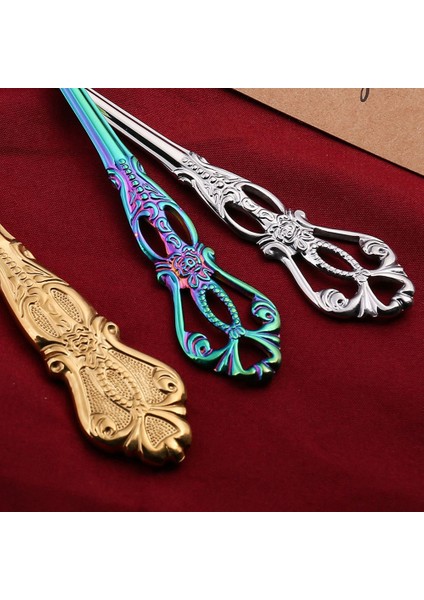 C Çay Kaşığı 6 Adet Paslanmaz Çelik Çatal Bıçak Kaşık Seti Altın Yemek Takımı Kraliyet Çay Kaşığı Çatal Bıçaklar Mutfak Batı Yemeği Gümüş Sofra Hediye (Yurt Dışından) indirimleri