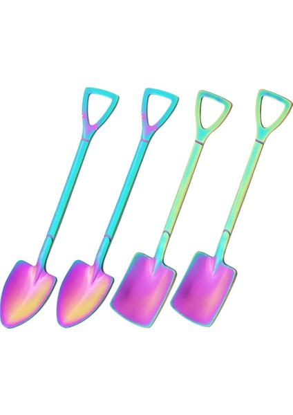 2 Adet Gümüş Gökkuşağı Paslanmaz Çelik Kürek Kaşık Seti Dondurma Karıştırma Kaşığı Aracı Yaratıcı Çay Kaşığı Tatlı Kahve Kaşığı Parti Çatal Bıçak Kaşık Seti (Yurt Dışından) fiyatları