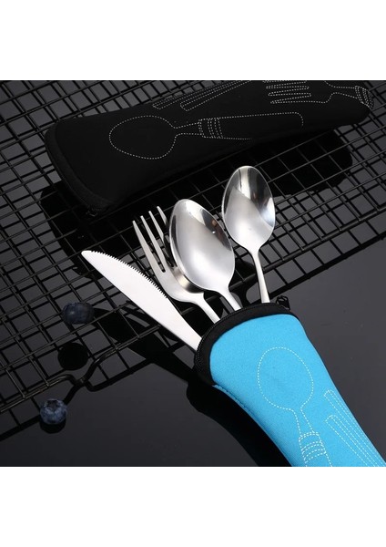 5set-Derin Mavi 1pc Sofra Çantası Fermuarlı Yıkanabilir Seyahat Çatal Bıçak Takımı Çantası Taşınabilir Çanta Akşam Yemeği Ev Alet Seyahat Kamp Kaşığı Için (Yurt Dışından) indirimleri