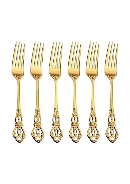 G Yemek Çatalı 6 Adet Paslanmaz Çelik Çatal Bıçak Kaşık Seti Altın Yemek Takımı Kraliyet Çay Kaşığı Çatal Bıçaklar Mutfak Batı Yemeği Gümüş Sofra Hediye (Yurt Dışından)