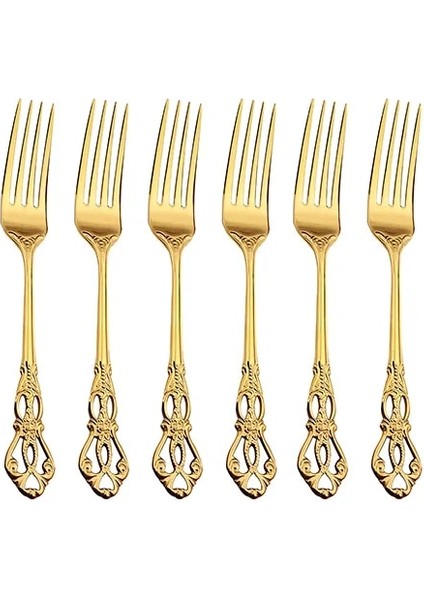 G Yemek Çatalı 6 Adet Paslanmaz Çelik Çatal Bıçak Kaşık Seti Altın Yemek Takımı Kraliyet Çay Kaşığı Çatal Bıçaklar Mutfak Batı Yemeği Gümüş Sofra Hediye (Yurt Dışından) fiyatları