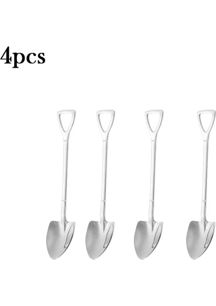 4pcsspoonsf 1/4/8/adet Kürek Kaşık Paslanmaz Çelik Çay Kaşığı Yaratıcı Kahve Kaşığı Dondurma Tatlı Kepçe Sofra Çatal Bıçak Kaşık Seti (Yurt Dışından)