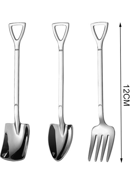 4pcsspoonsf 1/4/8/adet Kürek Kaşık Paslanmaz Çelik Çay Kaşığı Yaratıcı Kahve Kaşığı Dondurma Tatlı Kepçe Sofra Çatal Bıçak Kaşık Seti (Yurt Dışından)
