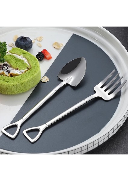 4pcsspoonsf 1/4/8/adet Kürek Kaşık Paslanmaz Çelik Çay Kaşığı Yaratıcı Kahve Kaşığı Dondurma Tatlı Kepçe Sofra Çatal Bıçak Kaşık Seti (Yurt Dışından)