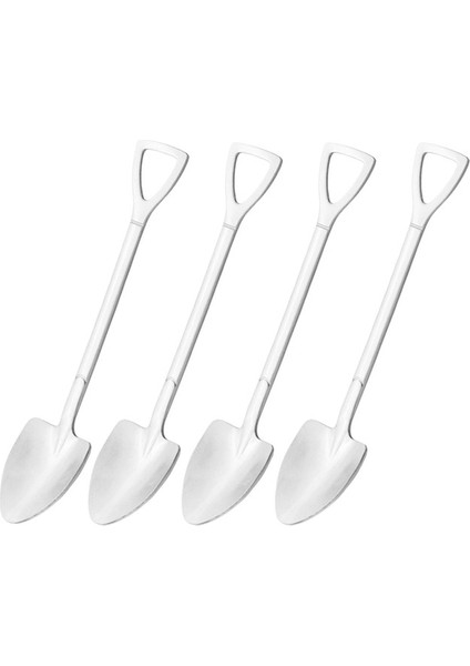 4 Adet Gümüş Gökkuşağı Paslanmaz Çelik Kürek Kaşık Seti Dondurma Karıştırma Kaşığı Aracı Yaratıcı Çay Kaşığı Tatlı Kahve Kaşığı Parti Çatal Bıçak Kaşık Seti (Yurt Dışından)