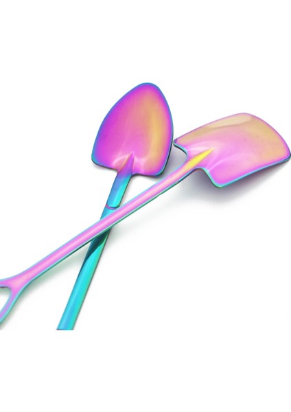 4 Adet Gümüş Gökkuşağı Paslanmaz Çelik Kürek Kaşık Seti Dondurma Karıştırma Kaşığı Aracı Yaratıcı Çay Kaşığı Tatlı Kahve Kaşığı Parti Çatal Bıçak Kaşık Seti (Yurt Dışından) fırsatları