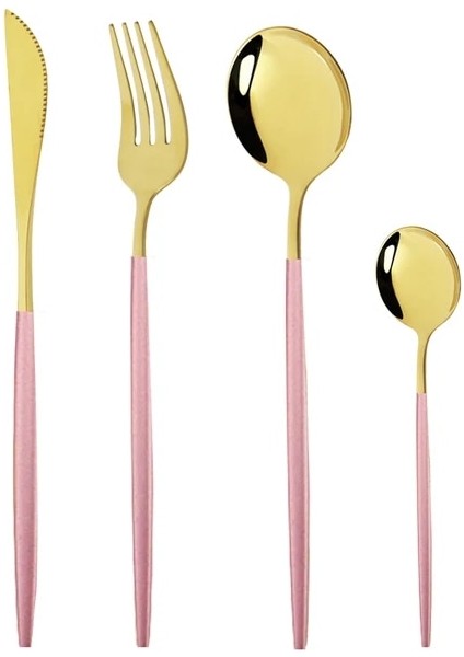 4 Adet Pembe Altın Sıcak Satış Siyah Lüks Yemek Takımı Çatal Bıçak Kaşık Seti 18/10 Paslanmaz Çelik Sofra Takımı Ev Tatlı Çatal Kaşık Bıçak Mutfak Yemeği Seti (Yurt Dışından)
